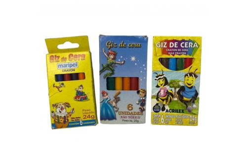 Kit Com 3X Caixas Giz de Cera com 6 unidades (cada )